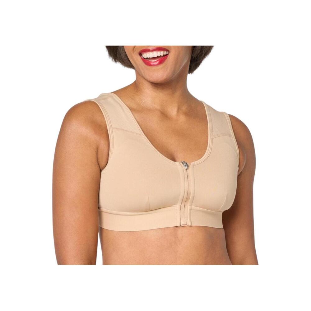 Copper Life by Tommie Copper Womens AirKnit Support Bra w/ Zipper Nude - Regular